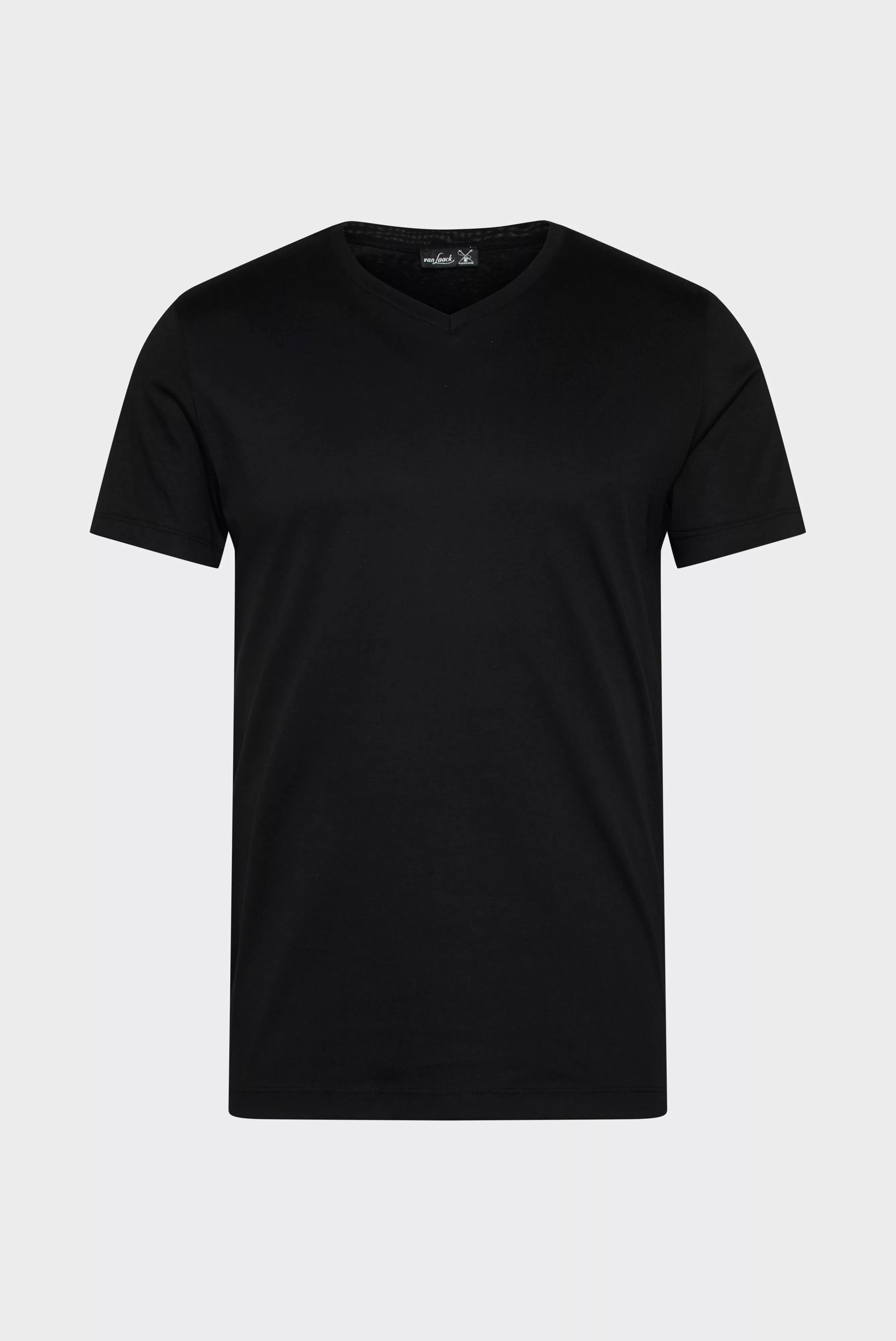 V-Ausschnitt Jersey T-Shirt Slim Fit Schwarz günstig online kaufen