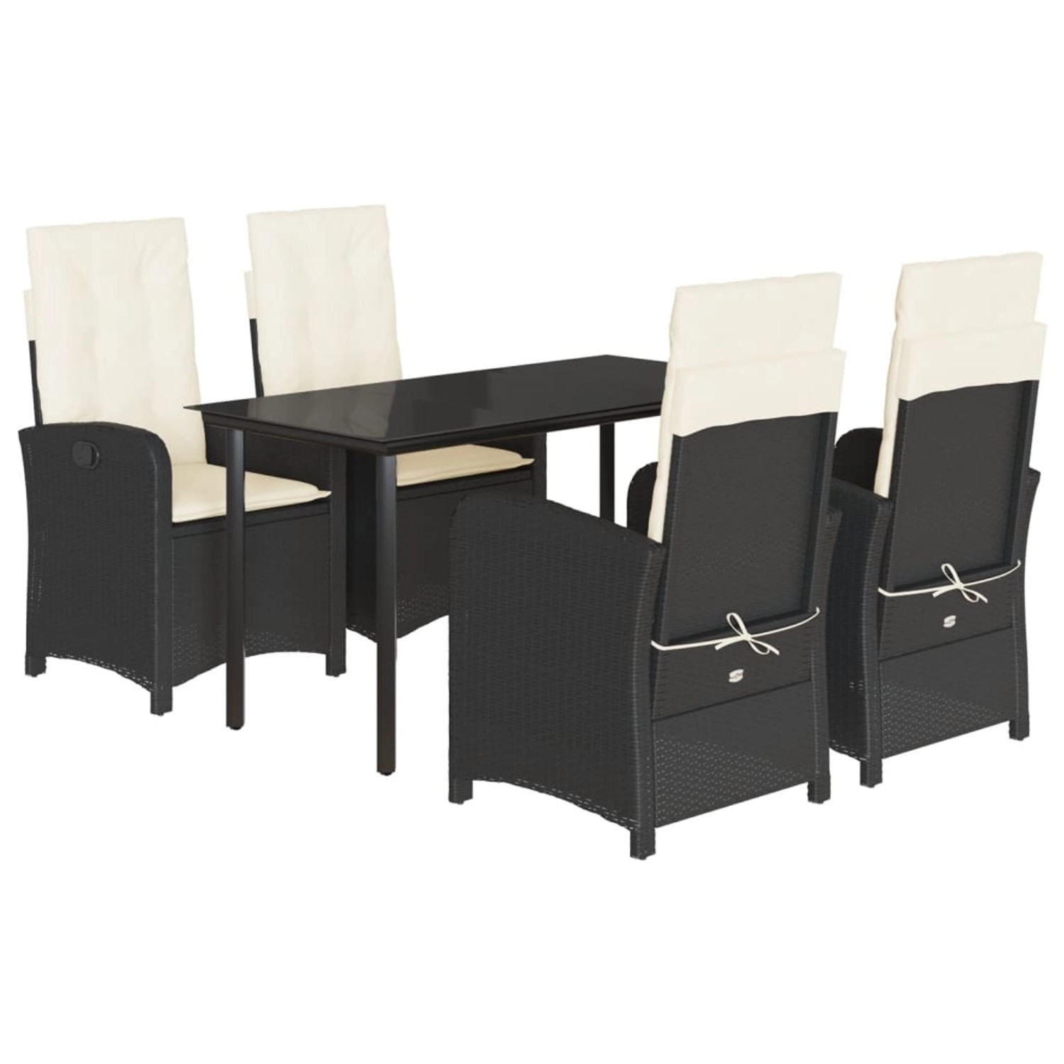 vidaXL 5-Tlg Garten-Essgruppe mit Kissen Schwarz Poly Rattan 3212303 günstig online kaufen