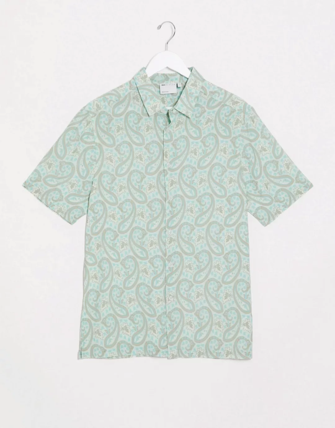 ASOS DESIGN – Minzgrünes Hemd in normaler Passform mit Paisley-Muster günstig online kaufen