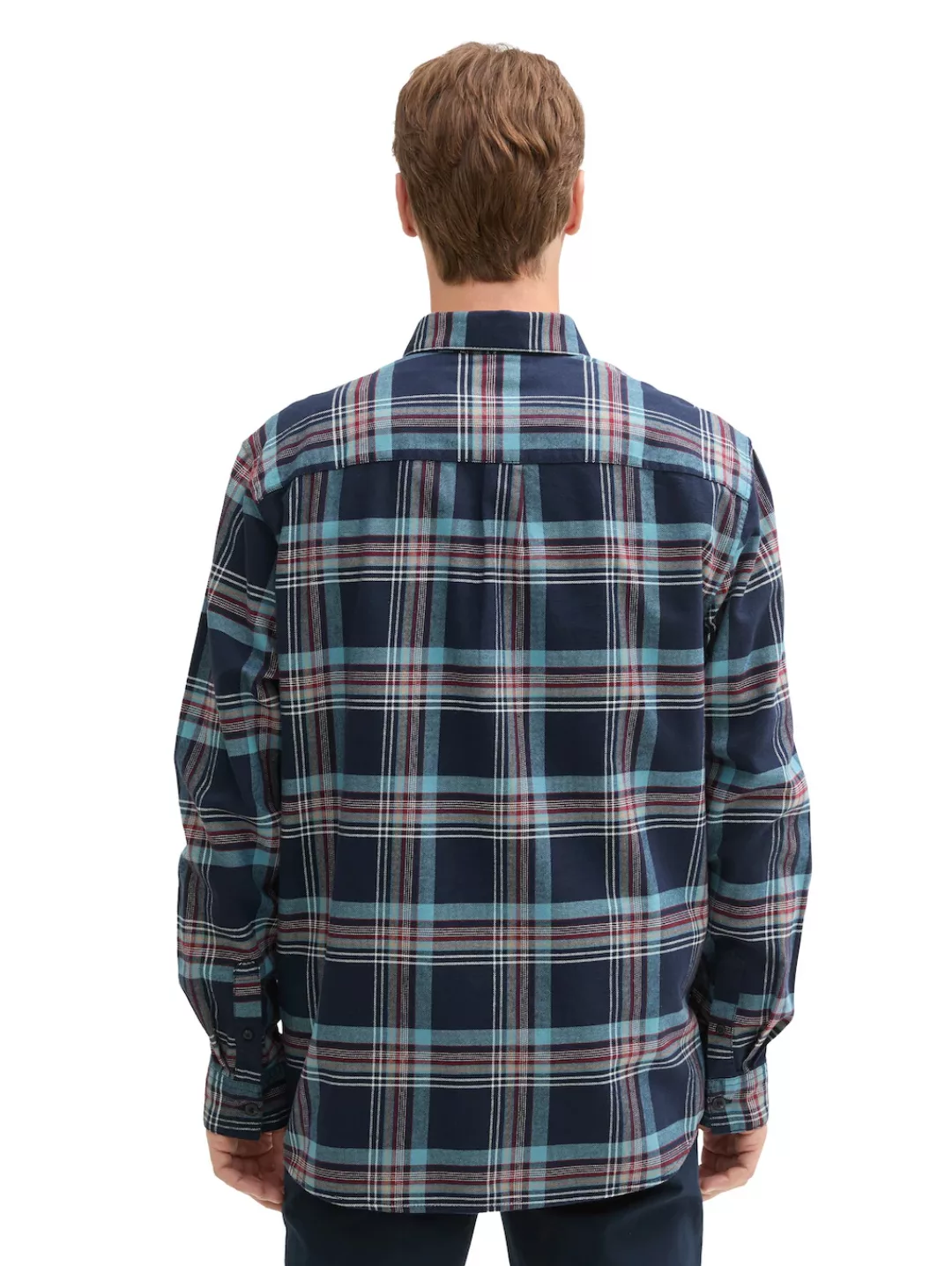 TOM TAILOR Langarmshirt comfort checked shirt, white herringbone check günstig online kaufen