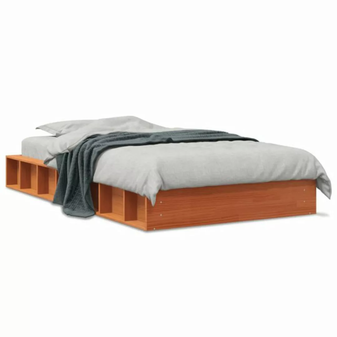 vidaXL Bettgestell Massivholzbett Wachsbraun 90x200 cm Kiefer Bett Bettgest günstig online kaufen