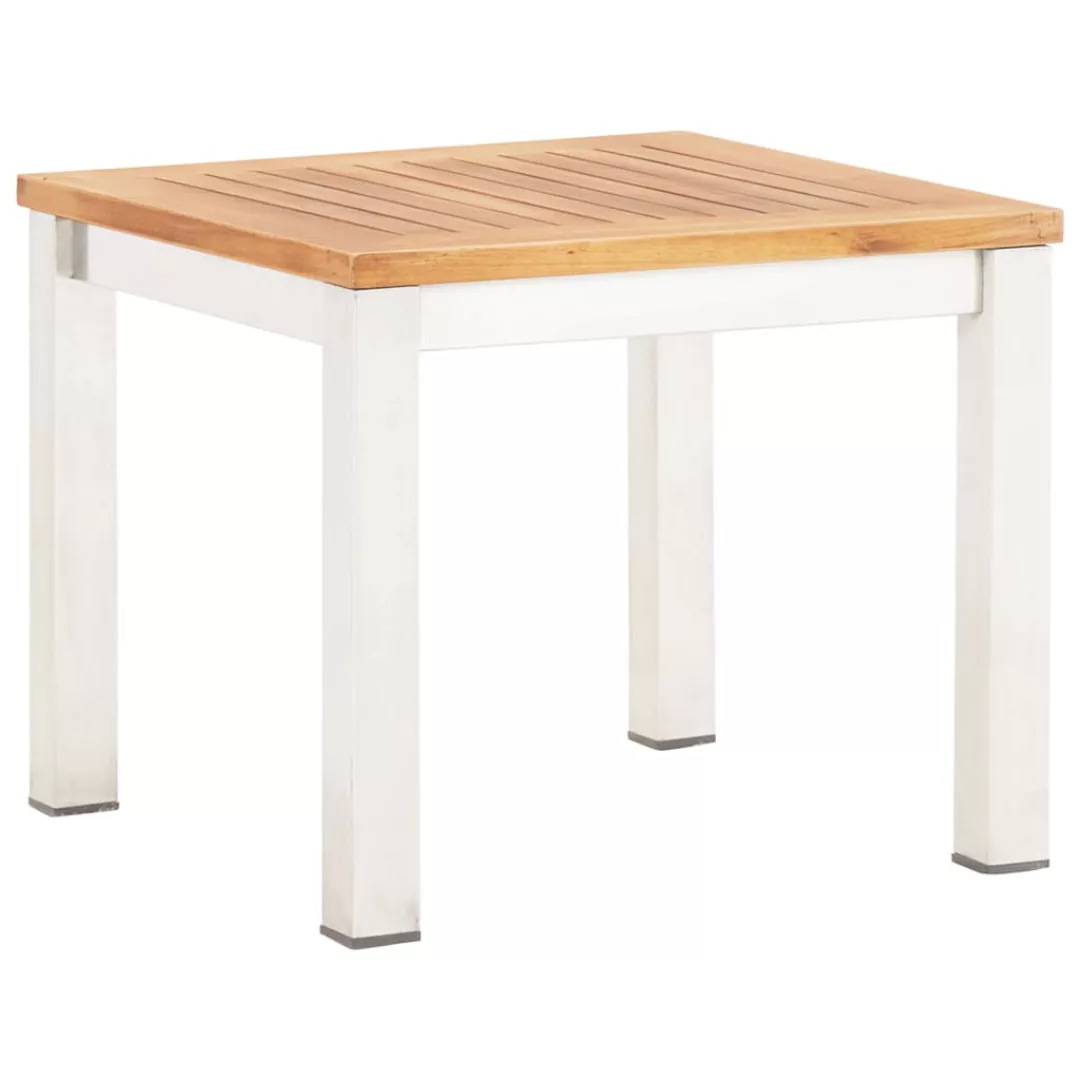 Garten-beistelltisch 45x45x38 Cm Massivholz Akazie Edelstahl günstig online kaufen