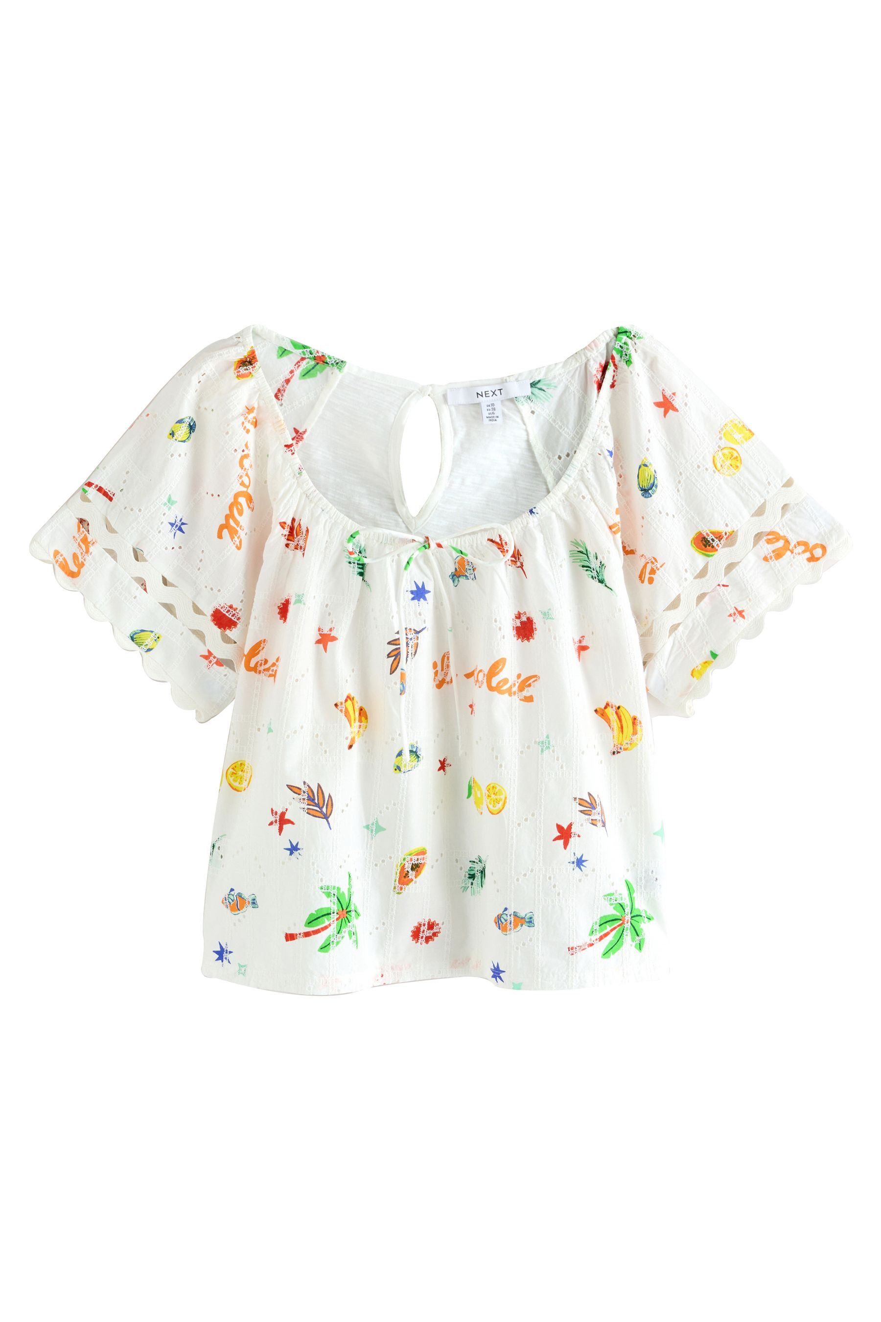 Next Kurzarmbluse Boho-Kurzarmoberteil mit Lochstickerei, Kurzgröße günstig online kaufen