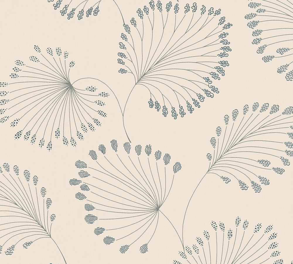 Bricoflor Florale Tapete in Creme und Grau Blätter Vliestapete mit Elegante günstig online kaufen