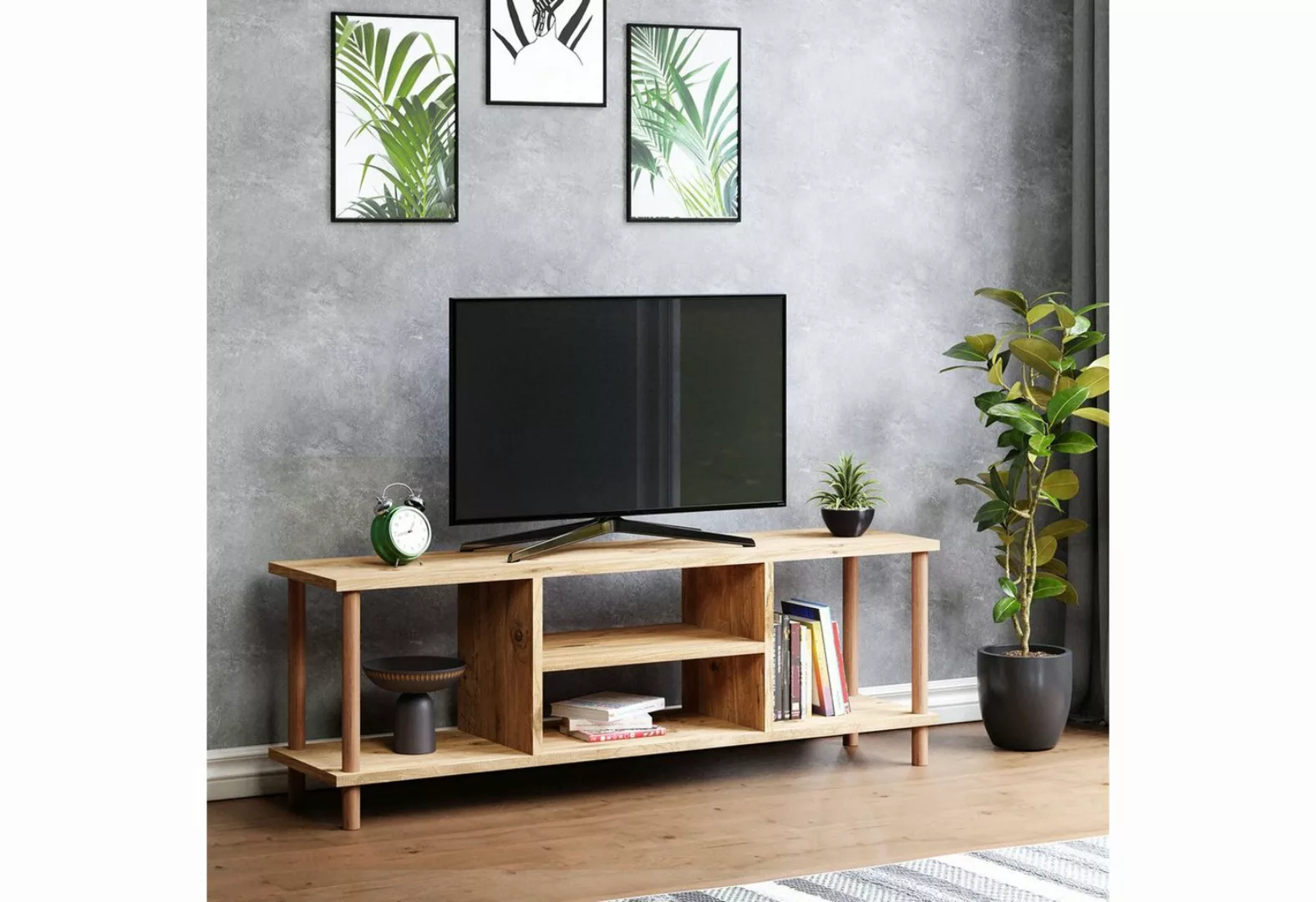 en.casa TV-Schrank Ærøskøbing TV Board 43x120x29cm Holzoptik günstig online kaufen