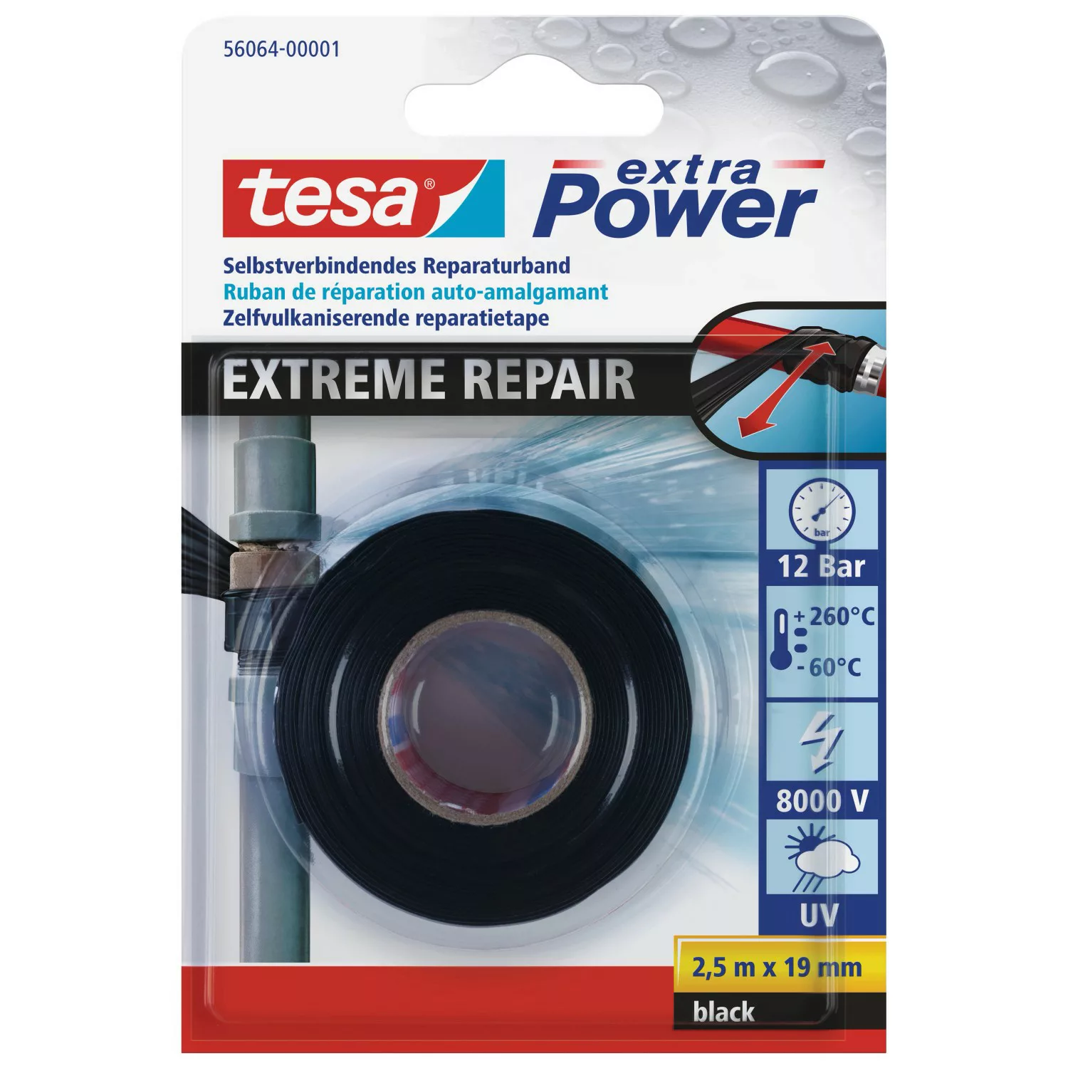 Tesa extra Power Reparaturband Extreme Repair Schwarz 2,5 m x 19 mm günstig online kaufen