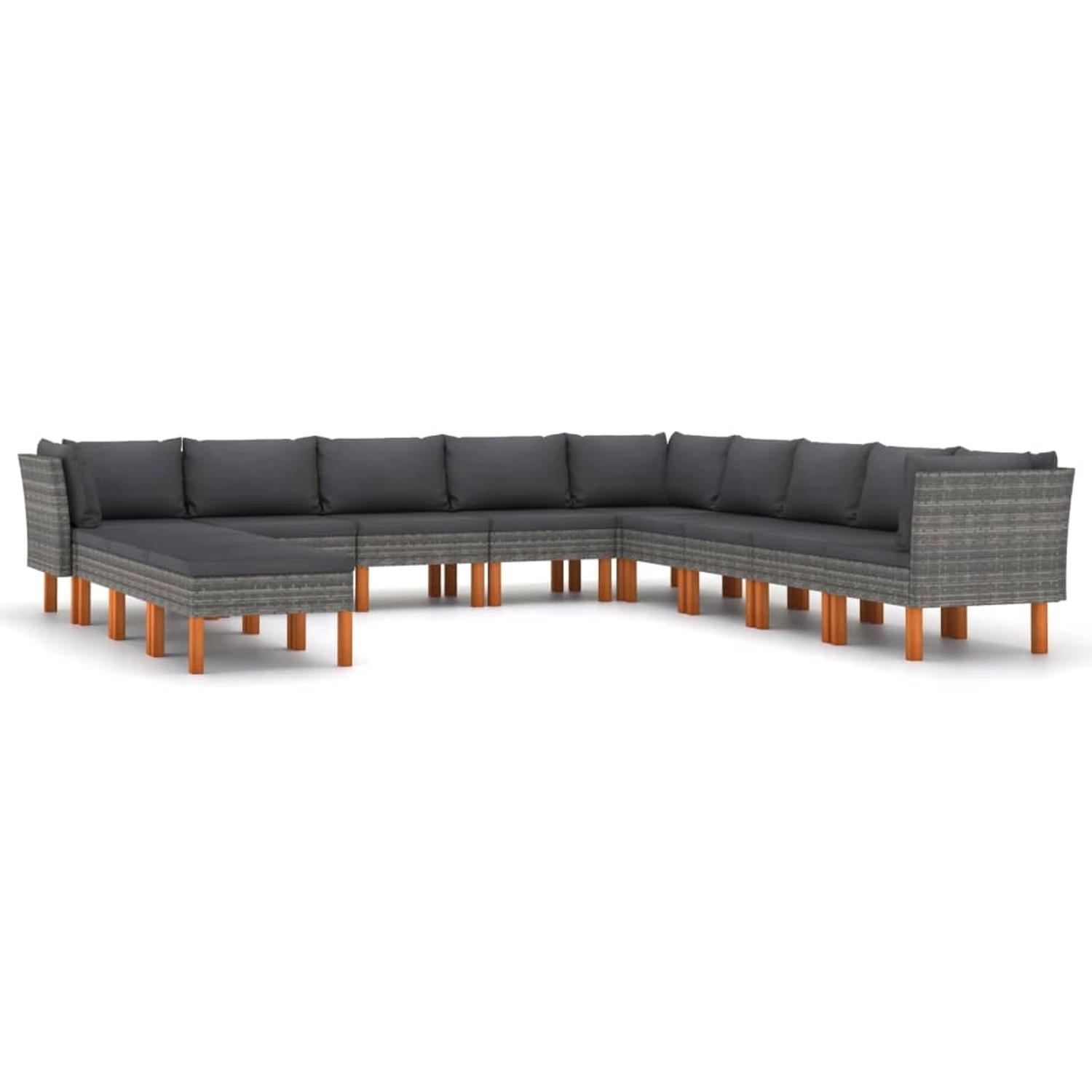 12-tlg. Garten-lounge-set Mit Kissen Poly Rattan Grau günstig online kaufen