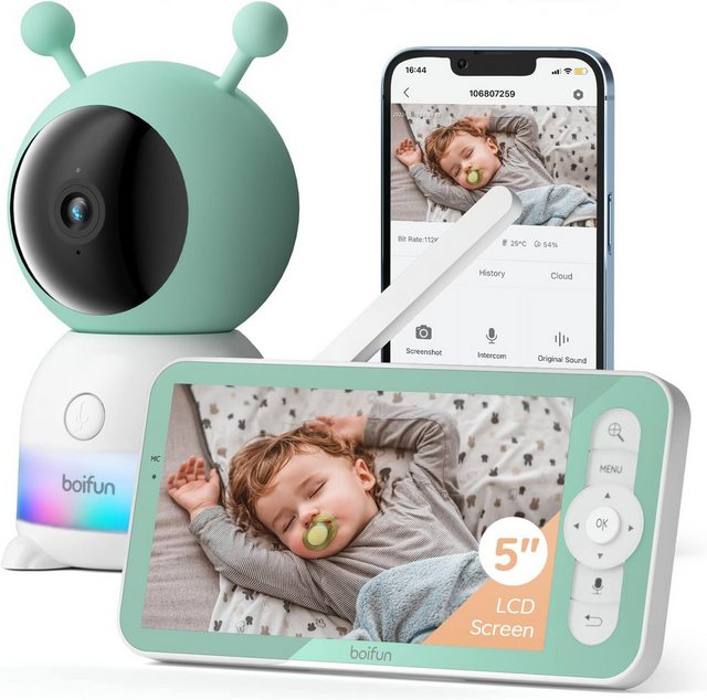 Boifun Babyphone Babyphone mit Kamera 2K/3MP WLAN Video Babyfon mit App 4×Z günstig online kaufen