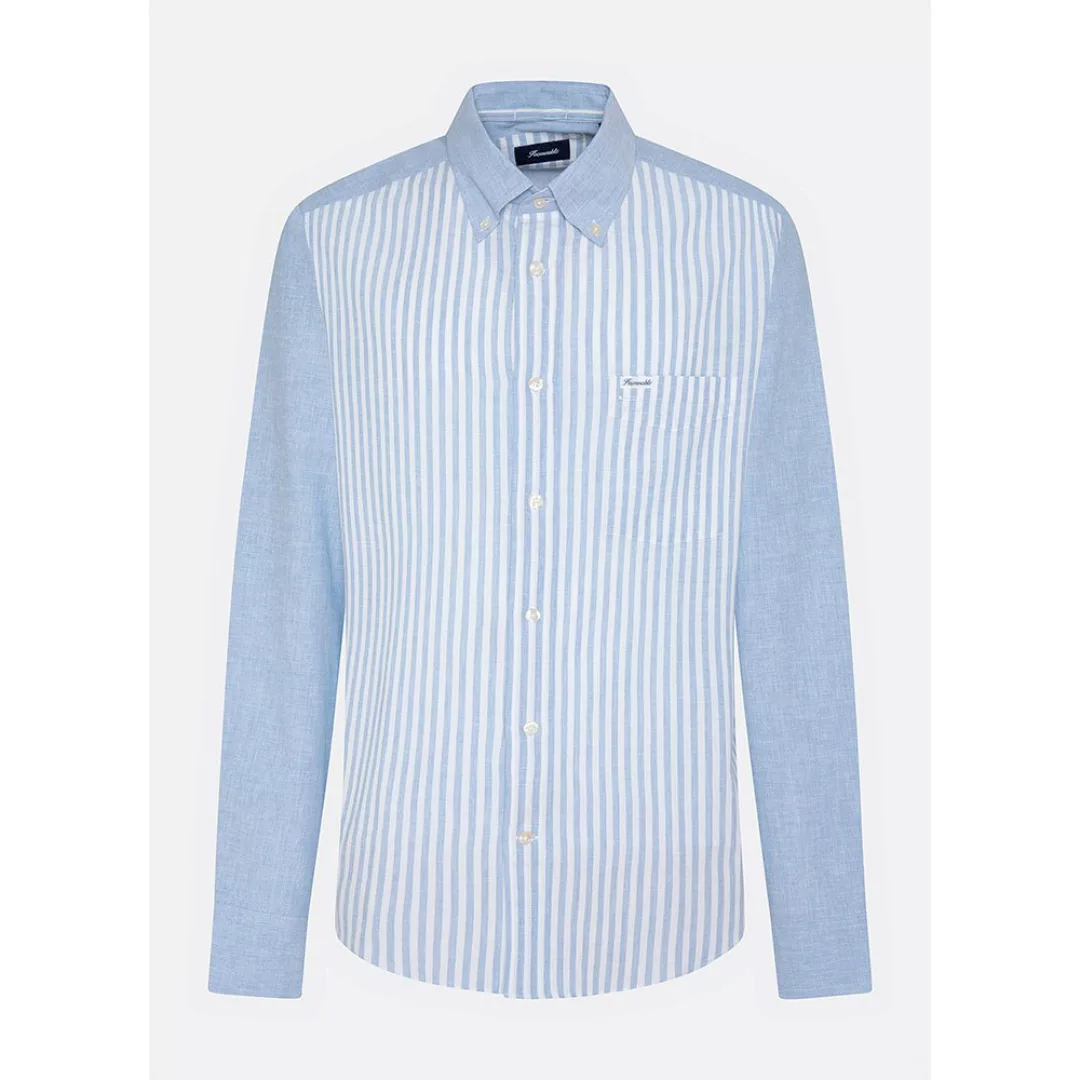 FaÇonnable Club Button Cotton Linen Patch Langarm Hemd M Blue / Multi günstig online kaufen
