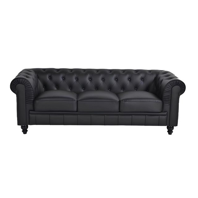 Xlmoebel 3-Sitzer Schwarz-Sofa in Schwarz mit drei Sitzplätzen, 1 Teile, He günstig online kaufen