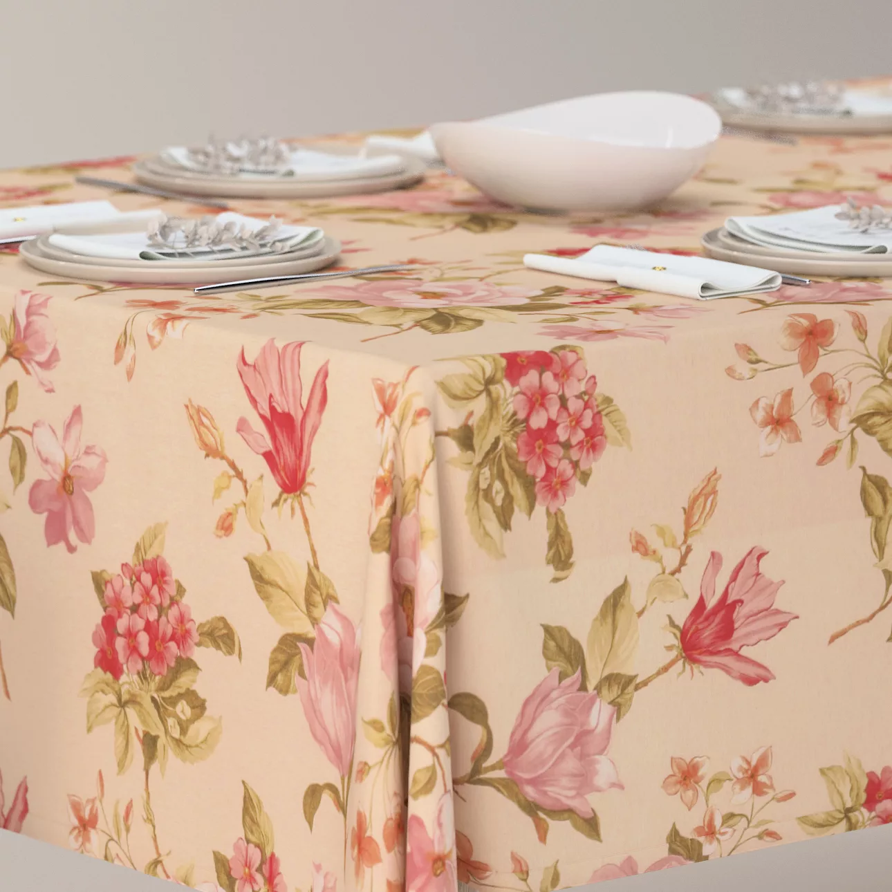 Rechteckige Tischdecke, creme-rosa, Londres (143-87) günstig online kaufen