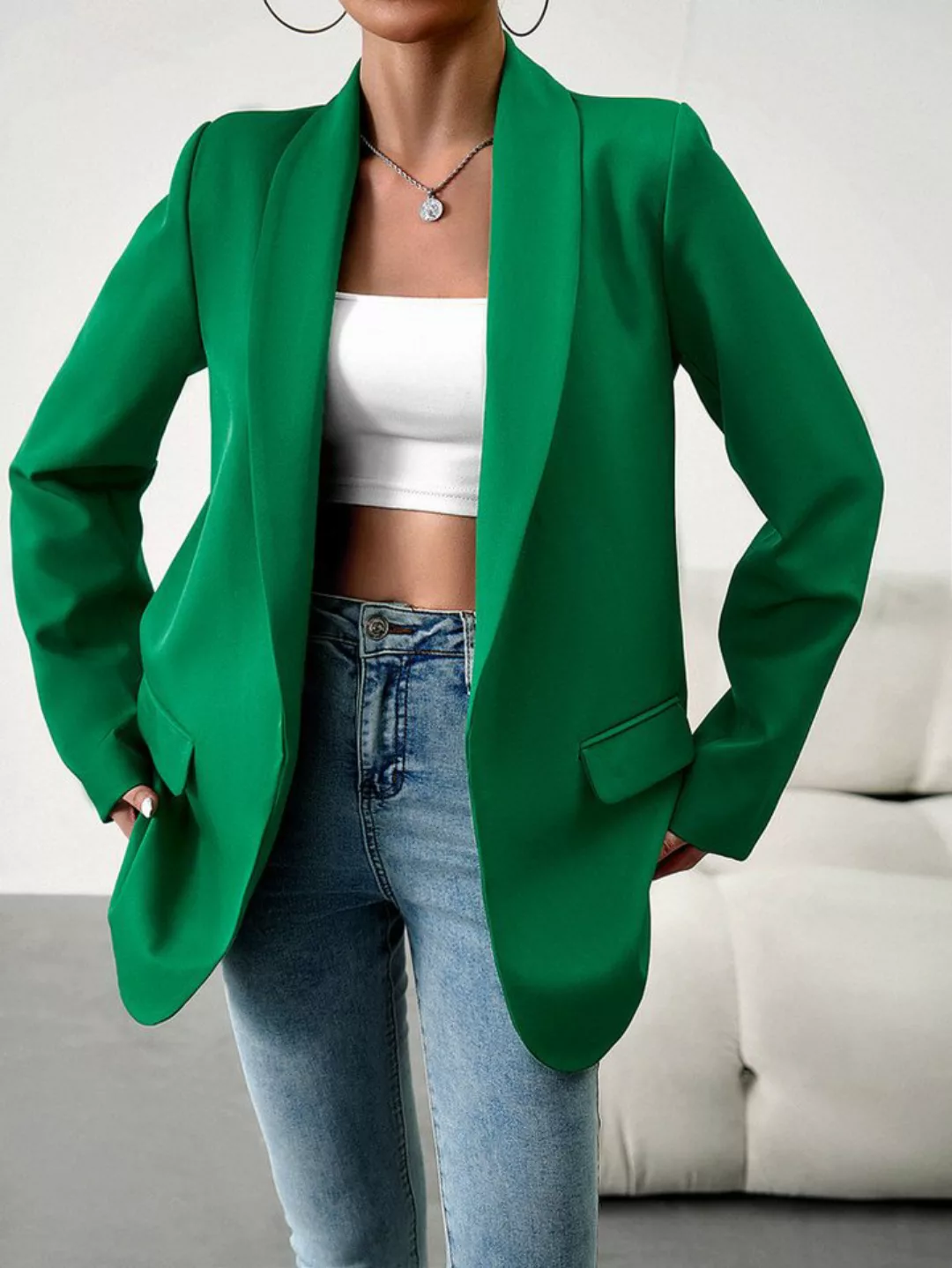 DEBAIJIA Jackenblazer Damen Freizeit Blazer Langarm Offene Vorderseite Reve günstig online kaufen