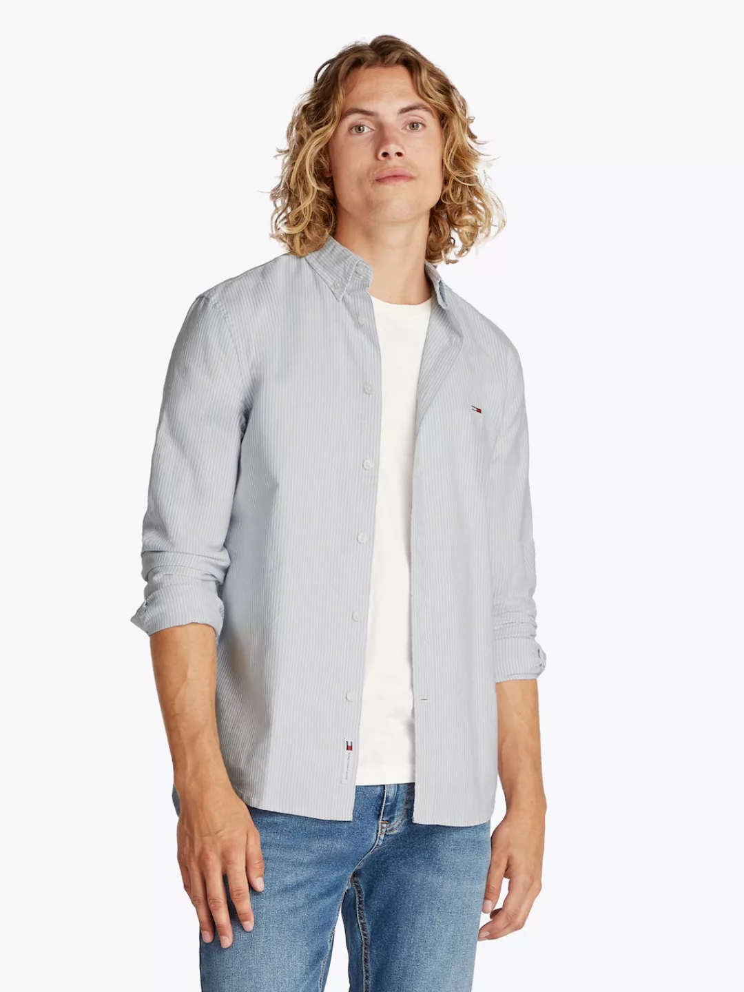 Tommy Jeans Langarmhemd "TJM SLIM STRIPE OXFORD SHIRT EXT", Mit Button-Down günstig online kaufen