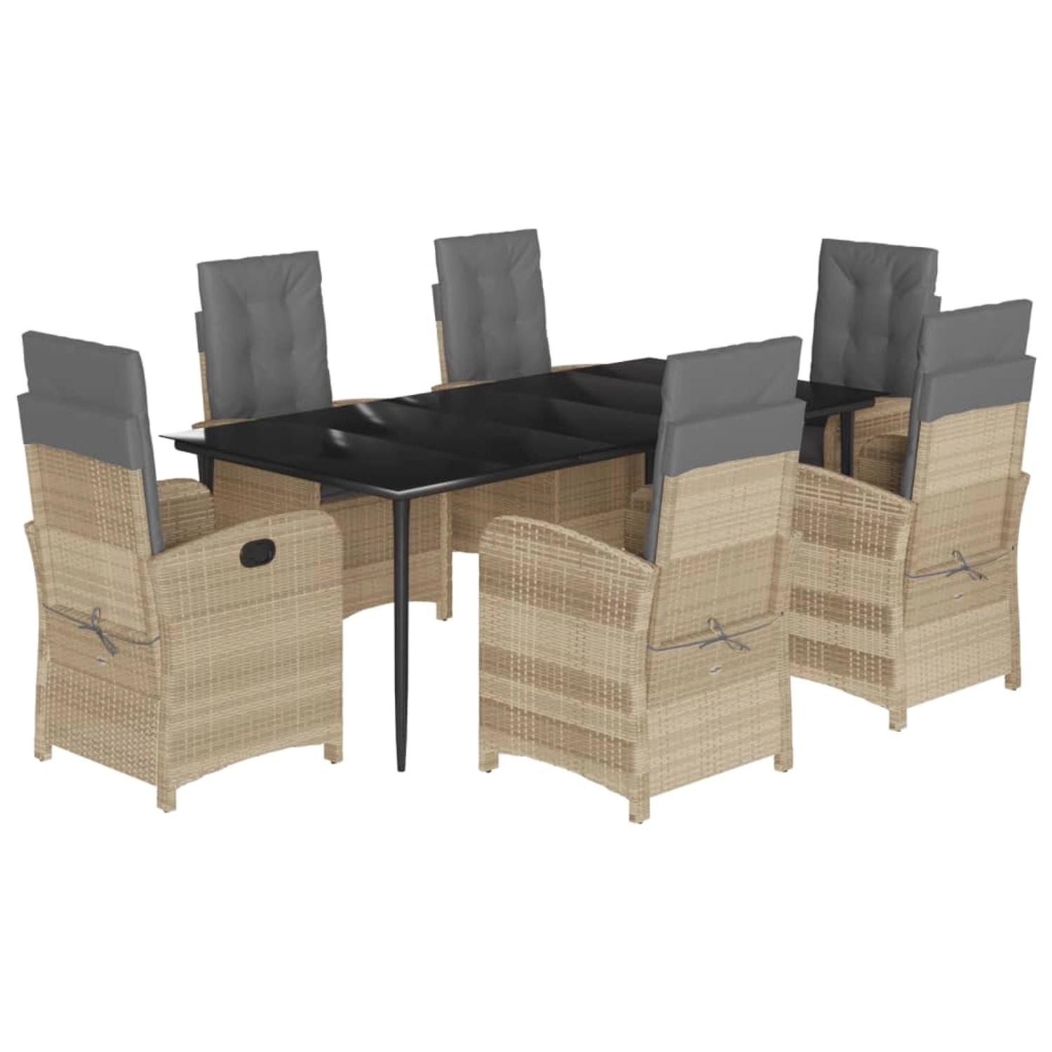 vidaXL 7-Tlg Garten-Essgruppe mit Kissen Beigemischung Poly Rattan 3212397 günstig online kaufen