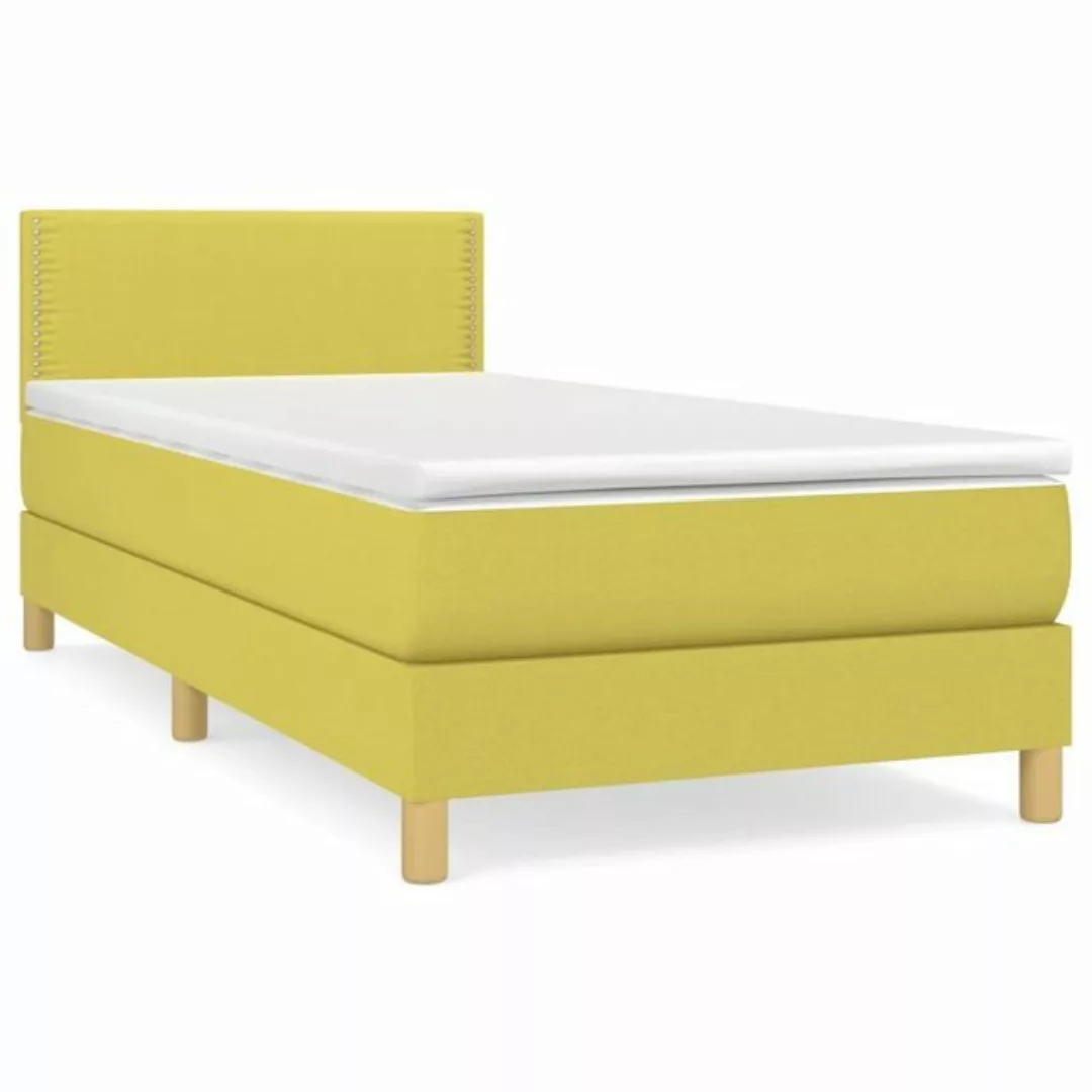 vidaXL Boxspringbett Boxspringbett mit Matratze Grün 100x200 cm Stoff Bett günstig online kaufen