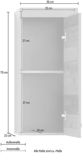 INOSIGN Hängeschrank Ilana Badschrank im modernen Industrial Style - Maße ( günstig online kaufen