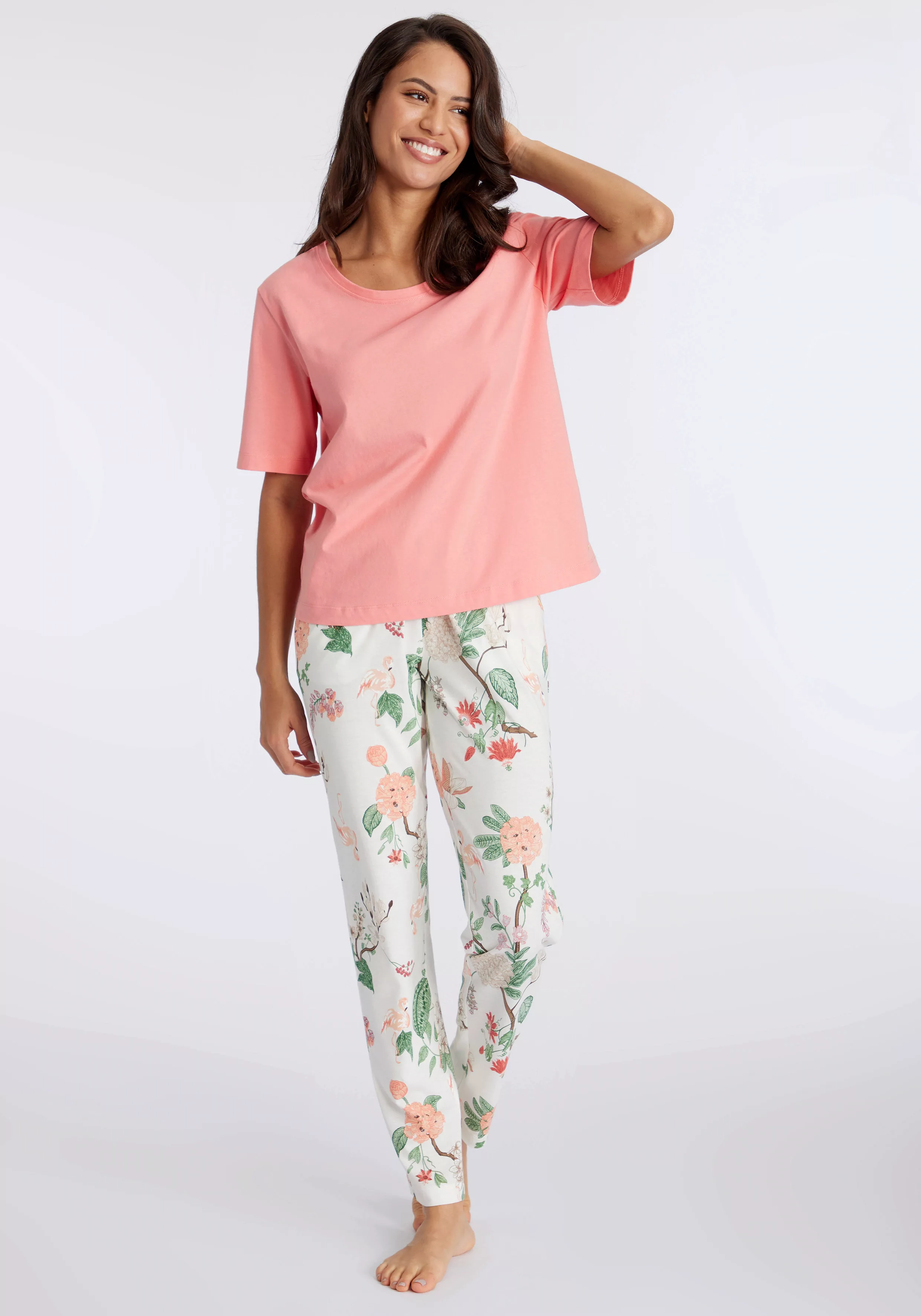 LASCANA Pyjama, (2 tlg.), mit elegantem Blumenmuster günstig online kaufen