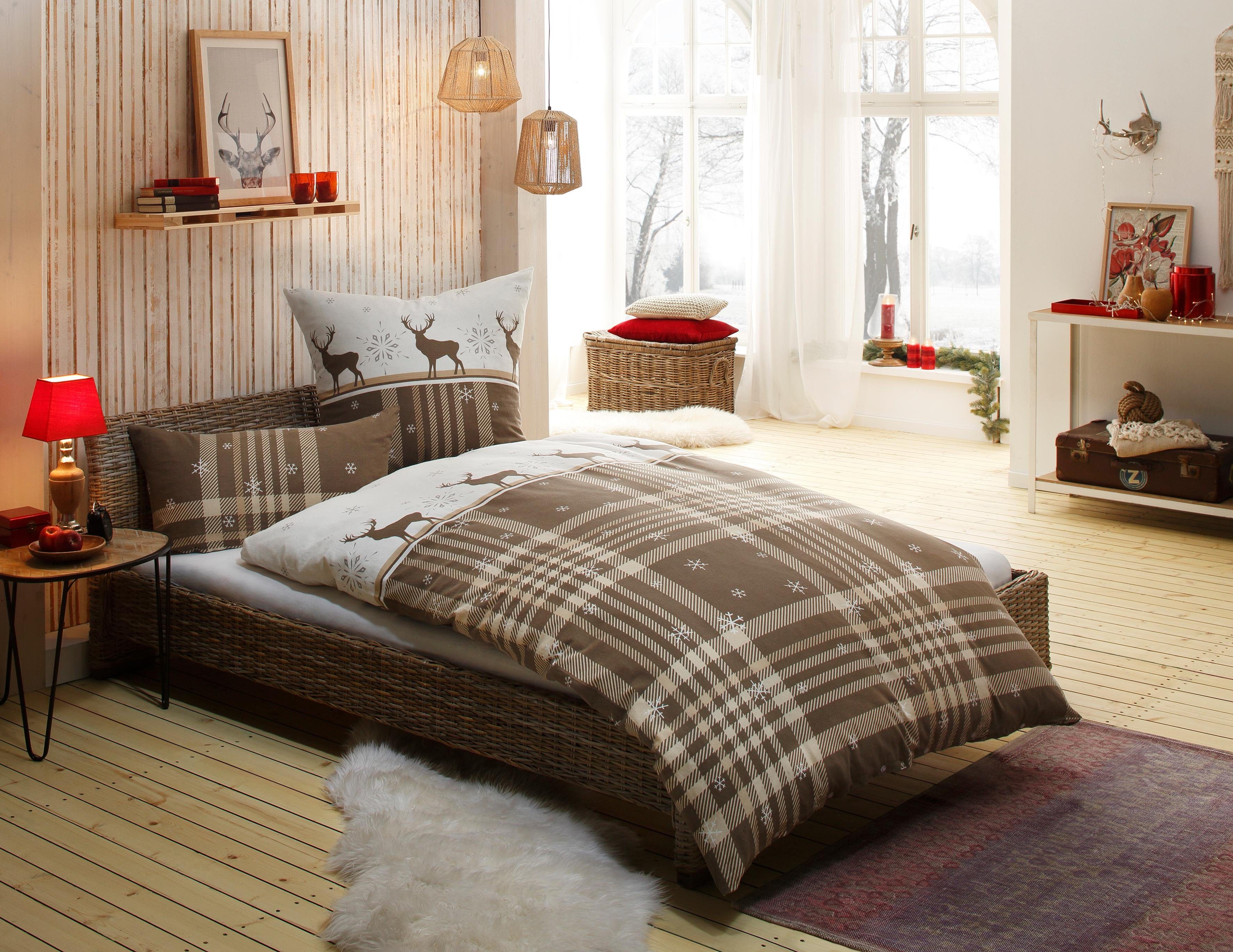 my home Bettwäsche Wenda, Biber, 2 günstig online kaufen