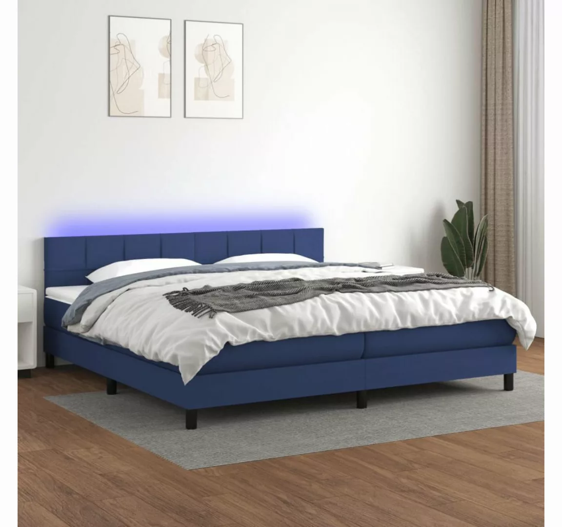 vidaXL Boxspringbett Boxspringbett mit Matratze LED Blau 200x200 cm Stoff B günstig online kaufen