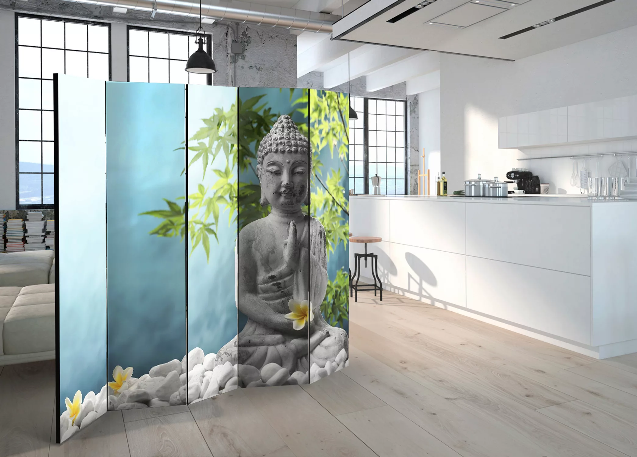 5-teiliges Paravent - Meditating Buddha Ii [room Dividers] günstig online kaufen