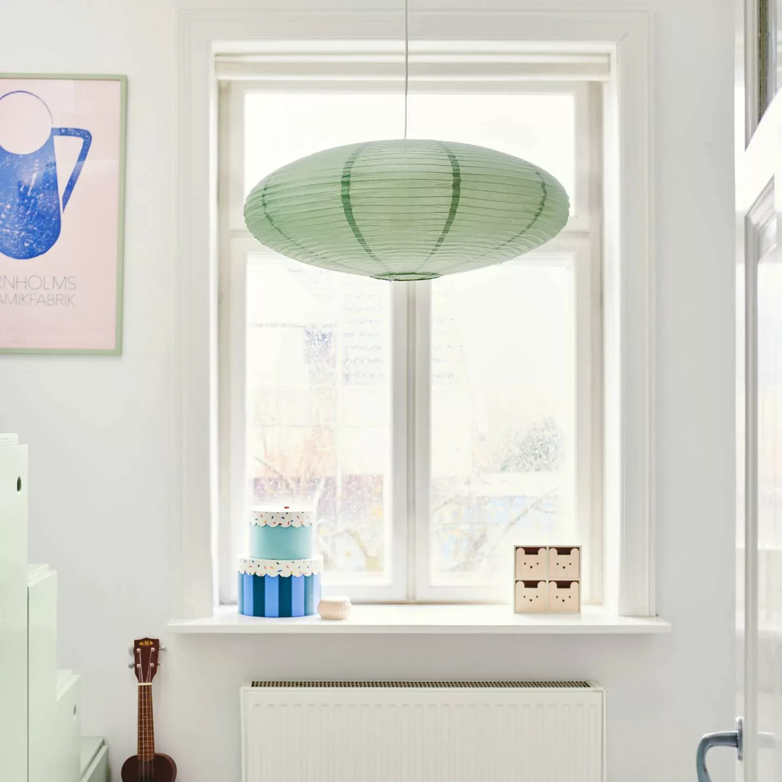 Lampenschirm Villo 60 aus Papier Ø 60cm, Höhe 25cm, grün günstig online kaufen