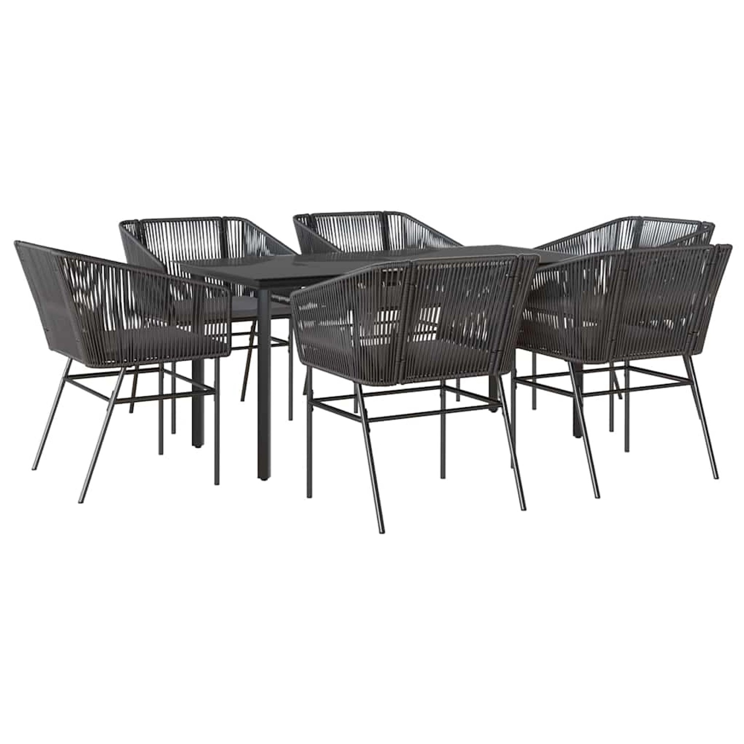vidaXL 7-Tlg Garten-Essgruppe mit Kissen Schwarz Poly Rattan Glas 3334615 günstig online kaufen