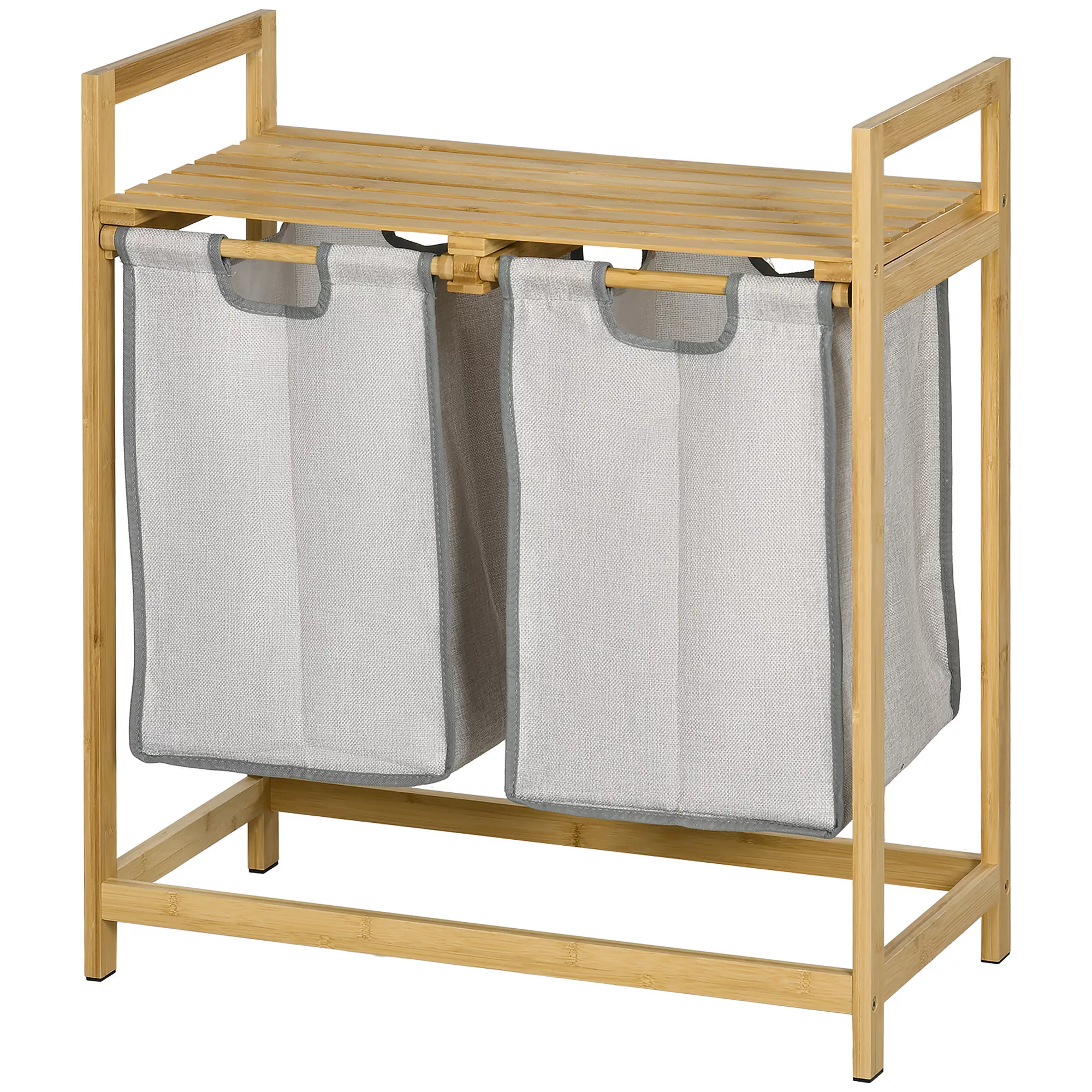 HOMCOM Wäschekorb 81,2 L Wäschebox mit 2 abnehmbaren Wäschesacke, Wäschesam günstig online kaufen