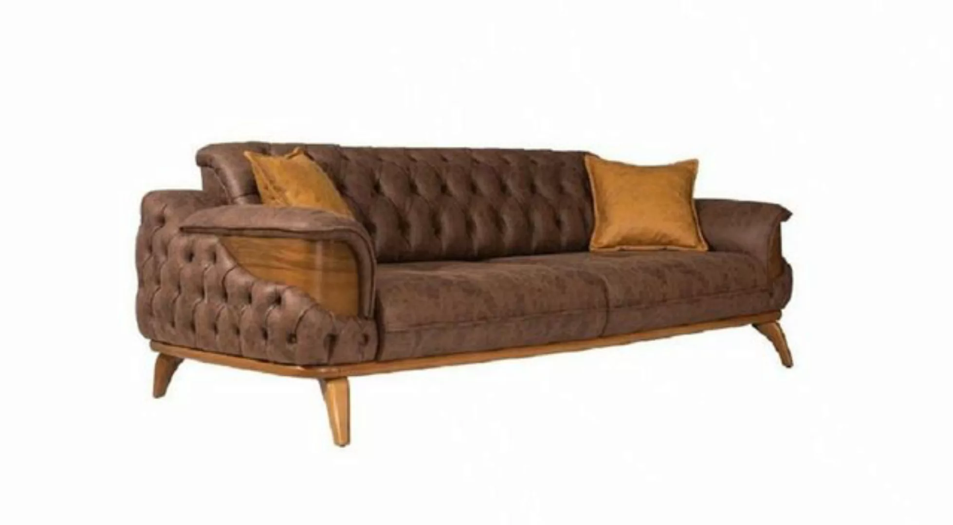 JVmoebel Sofa Chesterfield Luxus Dreisitzer Couch Braun Sofas Leder Polster günstig online kaufen