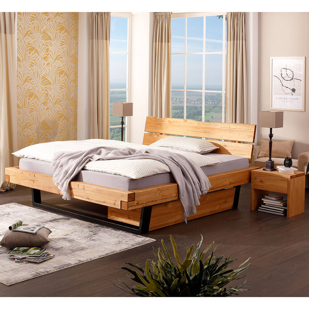 Schlafzimmer Set 5-teilig mit Massivholzbett 180x200cm, Kiefer massiv eiche günstig online kaufen