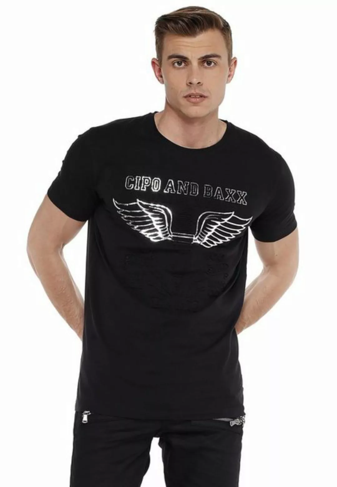 Cipo & Baxx T-Shirt mit Prägedruck günstig online kaufen