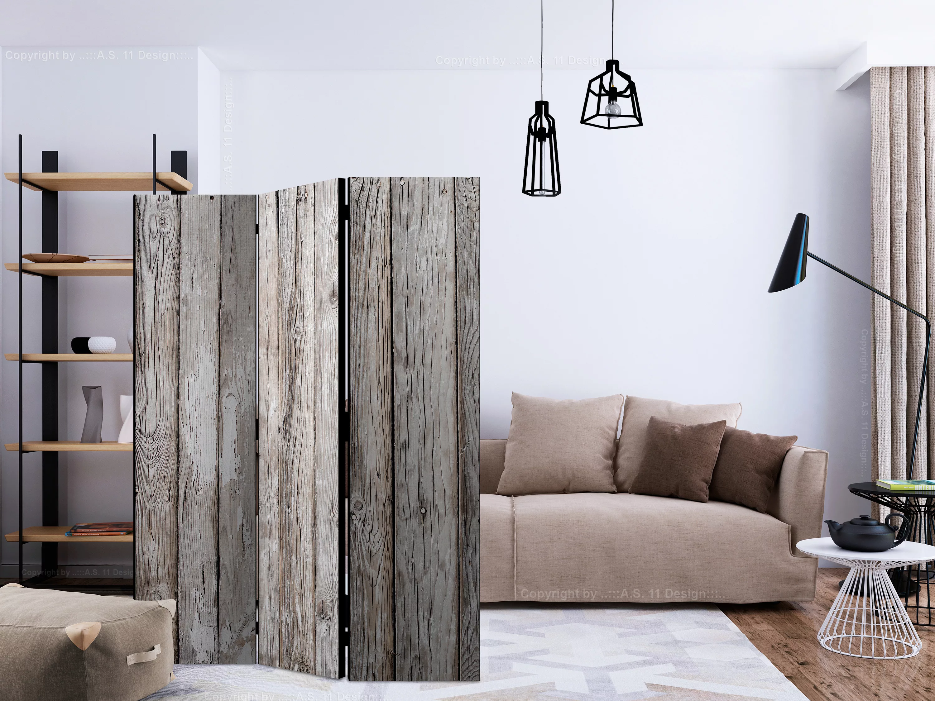 3-teiliges Paravent - Scandinavian Wood [room Dividers] günstig online kaufen