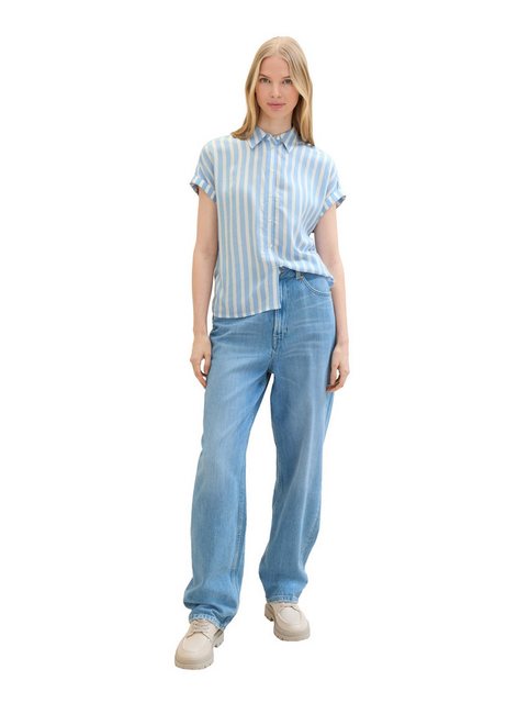 TOM TAILOR Blusenshirt Bluse Gestreiftes Kurzarm Shirt 7372 in Blau-3 günstig online kaufen