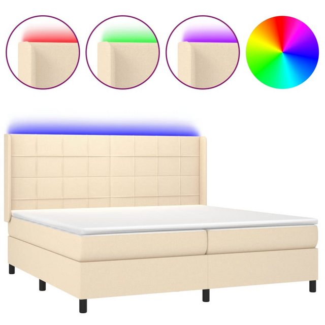 vidaXL Boxspringbett, Boxspringbett mit Matratze & LED Creme 200x200 cm Sto günstig online kaufen