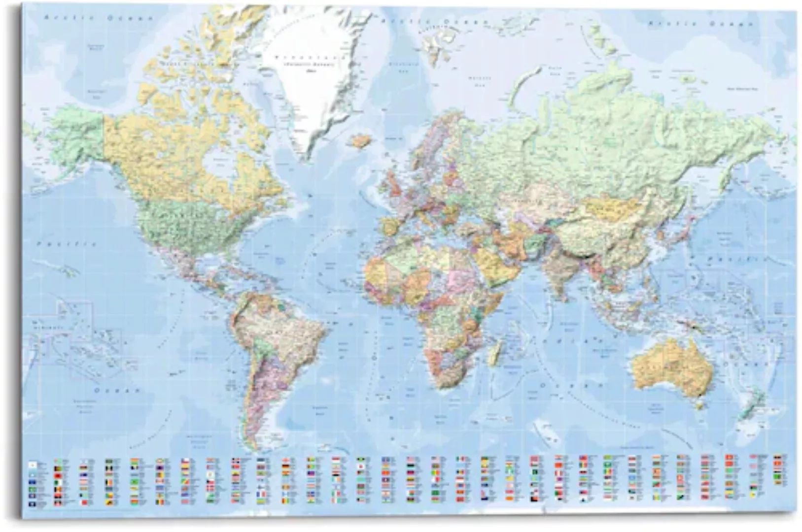 Reinders! Wandbild »Wandbild Weltkarte Fahnen - Englisch«, Weltkarte, (1 St günstig online kaufen