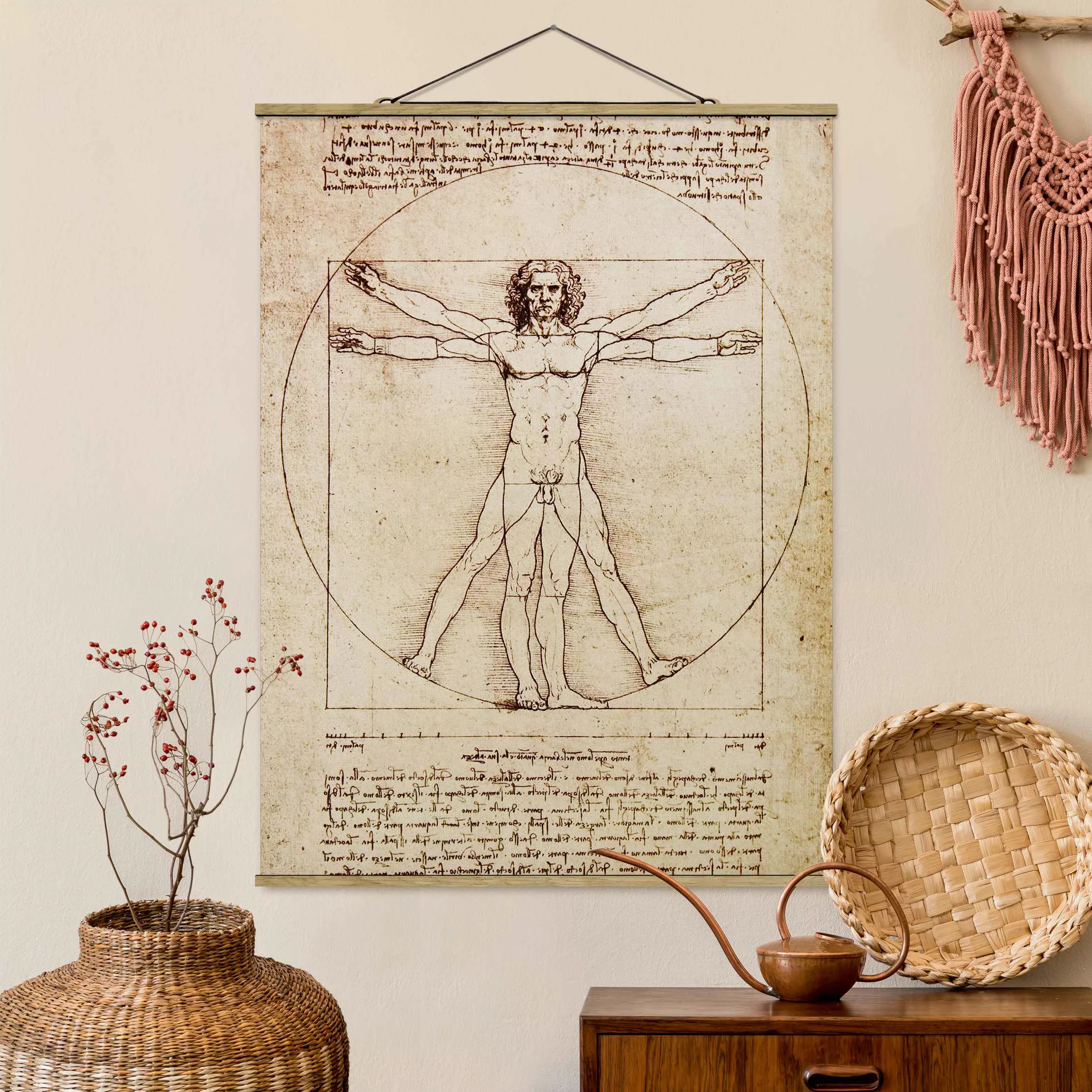 Stoffbild Spruch mit Posterleisten - Hochformat Da Vinci günstig online kaufen