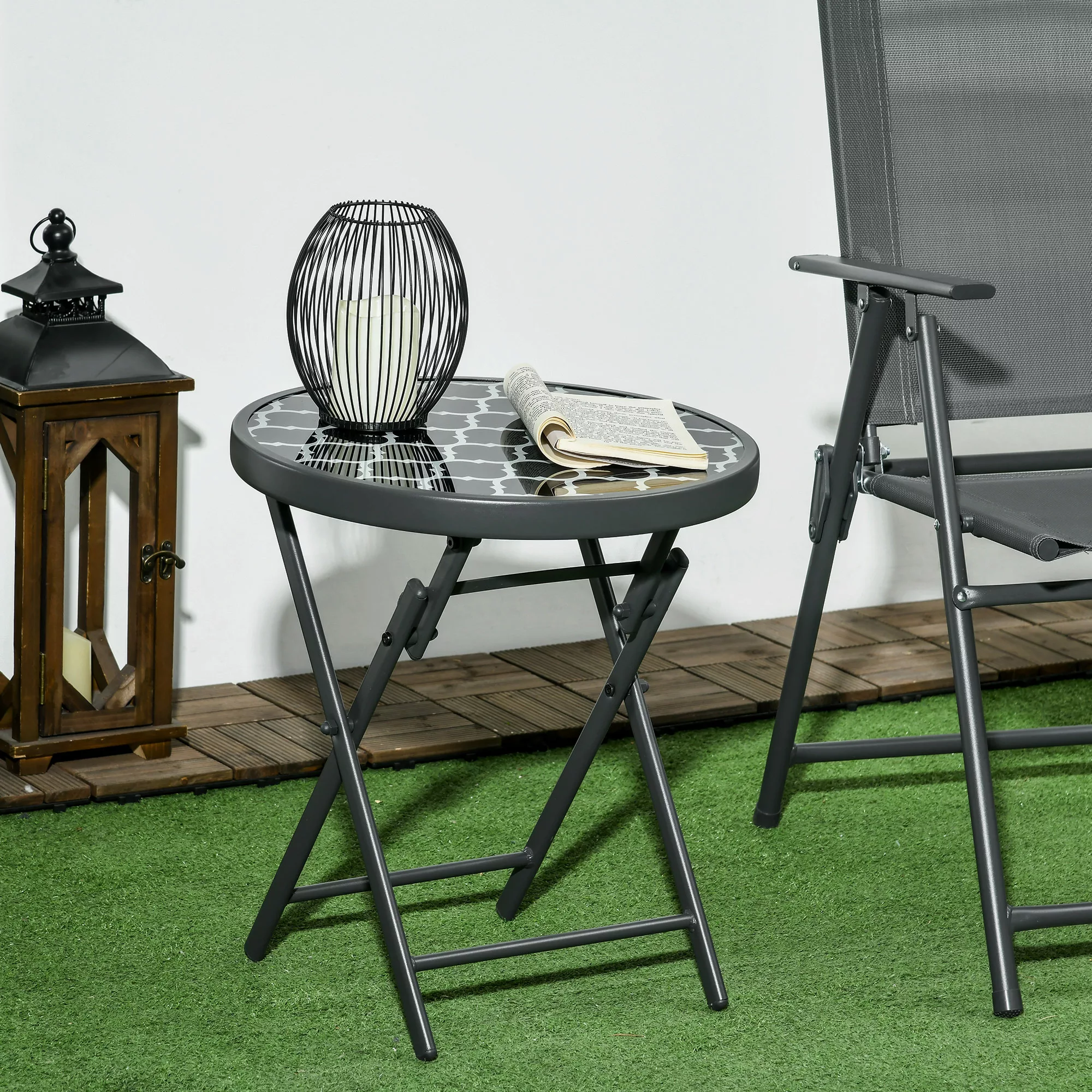 Outsunny Beistelltisch klappbar, Klapptisch Outdoor, Gartentisch mit Tischp günstig online kaufen