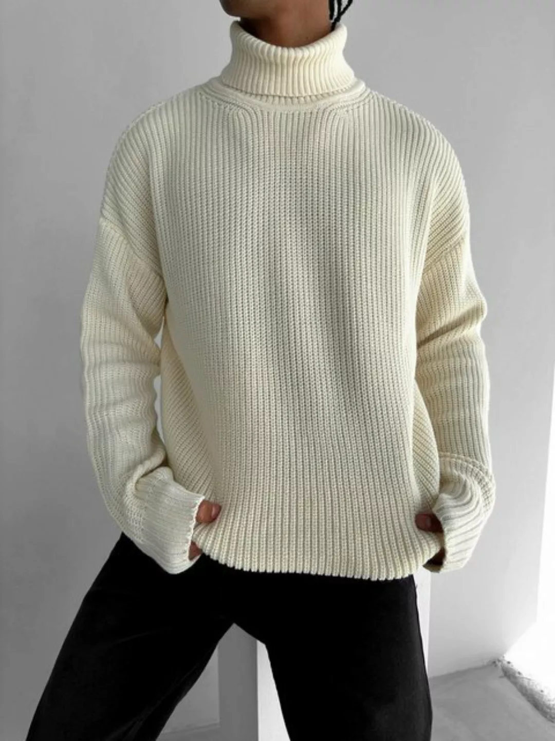 Abluka Sweatshirt Strickpullover mit Rundhals Oversize Knit Pullover Beige günstig online kaufen