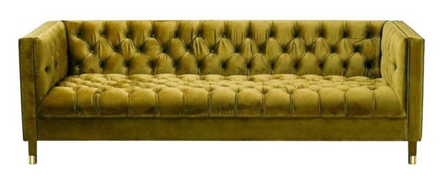 Xlmoebel Chesterfield-Sofa Grüne Dreisitzer Chesterfield Stoff Sofa Design günstig online kaufen