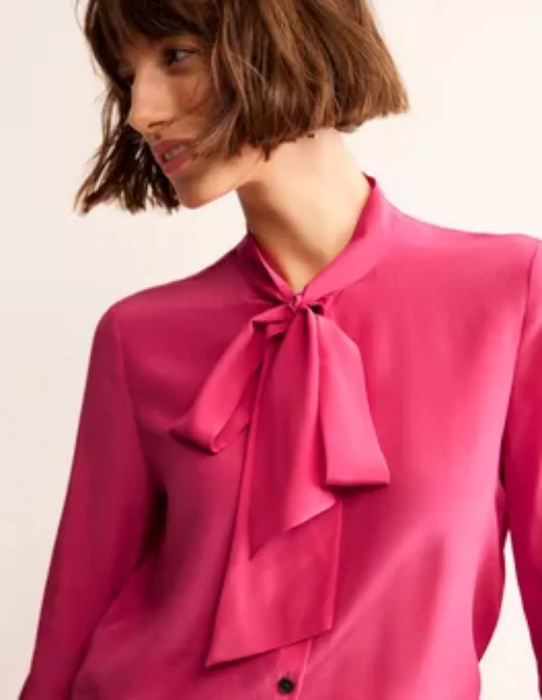 Bluse mit Knopfleiste und Schleife am Ausschnitt Damen Boden, Rosa neu geda günstig online kaufen