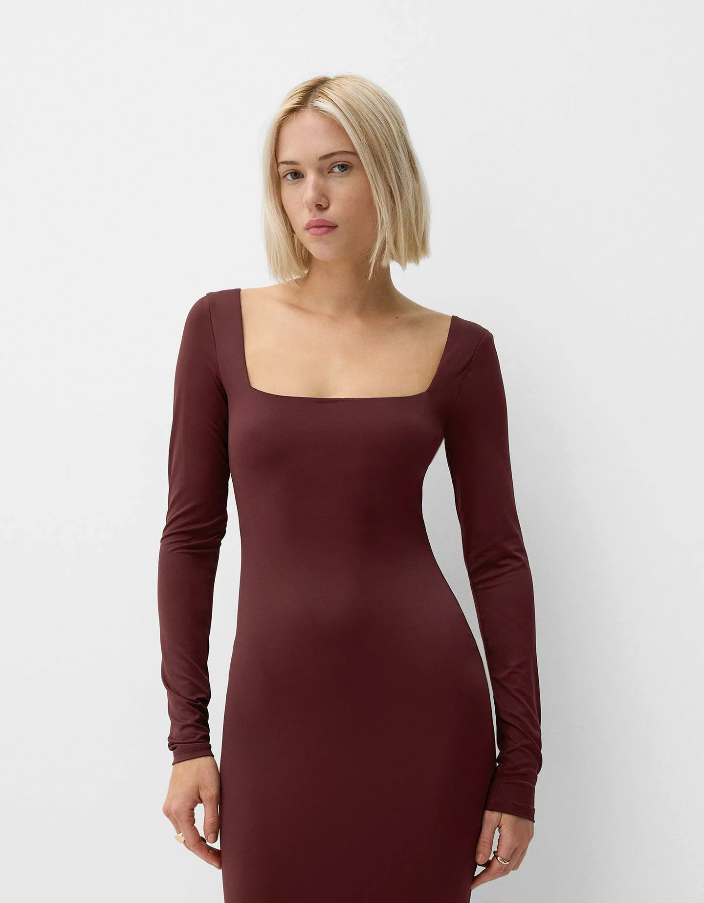 Bershka Midikleid Mit Langen Ärmeln Damen L Violett günstig online kaufen