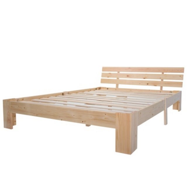 Totnz Bettgestell Holzbett Doppelbett mit Kopfteil 200 x 140 cm,Natürlich, günstig online kaufen