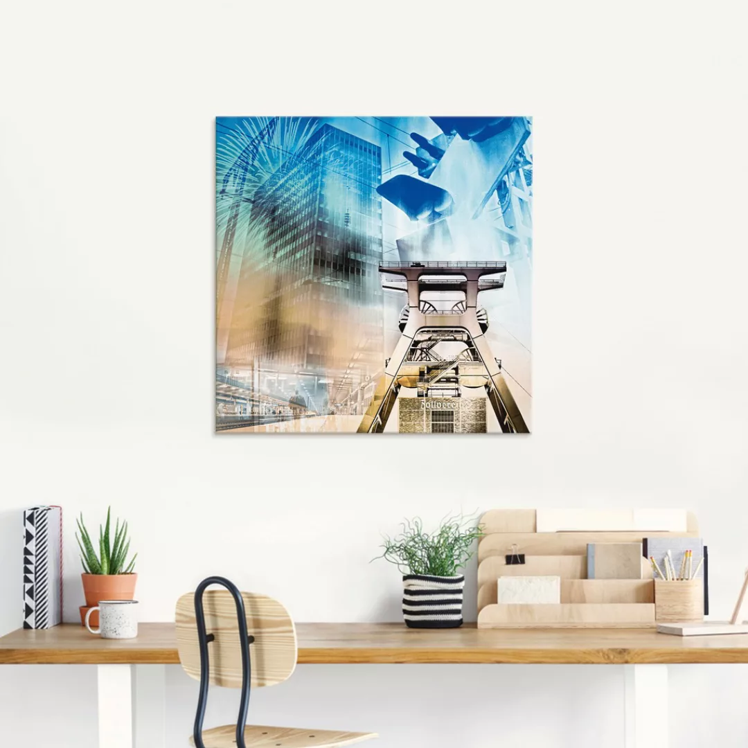 Artland Glasbild "Essen Skyline Abstrakte Collage II", Architektonische Ele günstig online kaufen