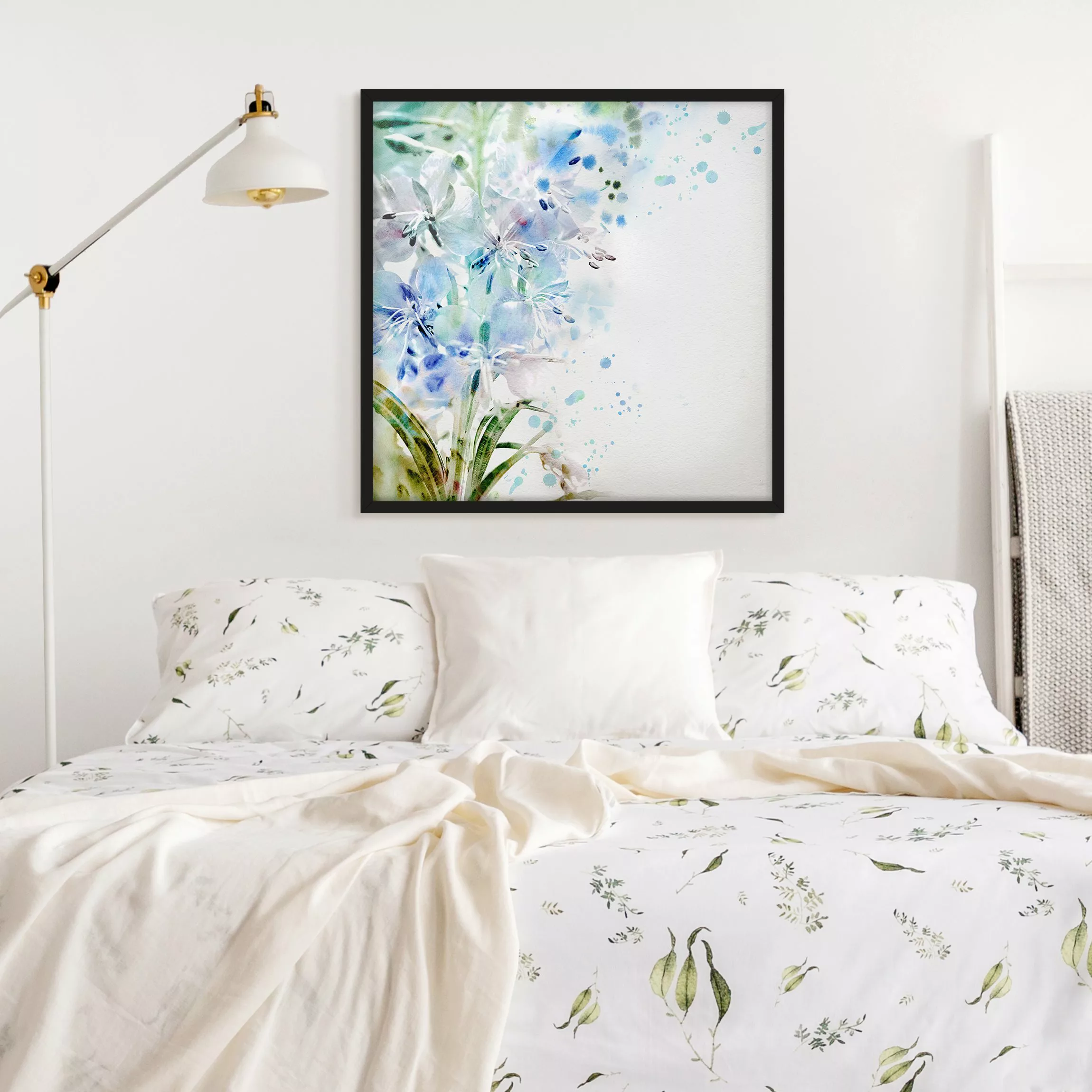 Bild mit Rahmen Blumen - Quadrat Aquarell Blumen Lilien günstig online kaufen