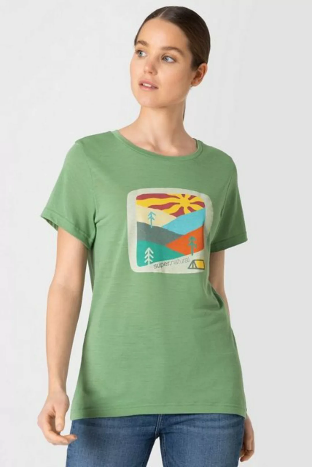 SUPER.NATURAL Print-Shirt Merino T-Shirt W MOUNTAIN ART TEE cooler Merino-M günstig online kaufen