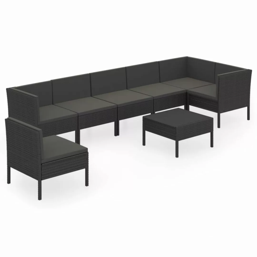 8-tlg. Garten-lounge-set Mit Auflagen Poly Rattan Schwarz günstig online kaufen