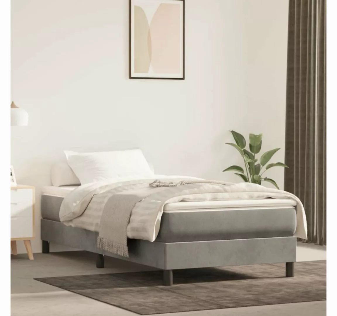 furnicato Bett Boxspringbett mit Matratze Hellgrau 90x190 cm Samt günstig online kaufen