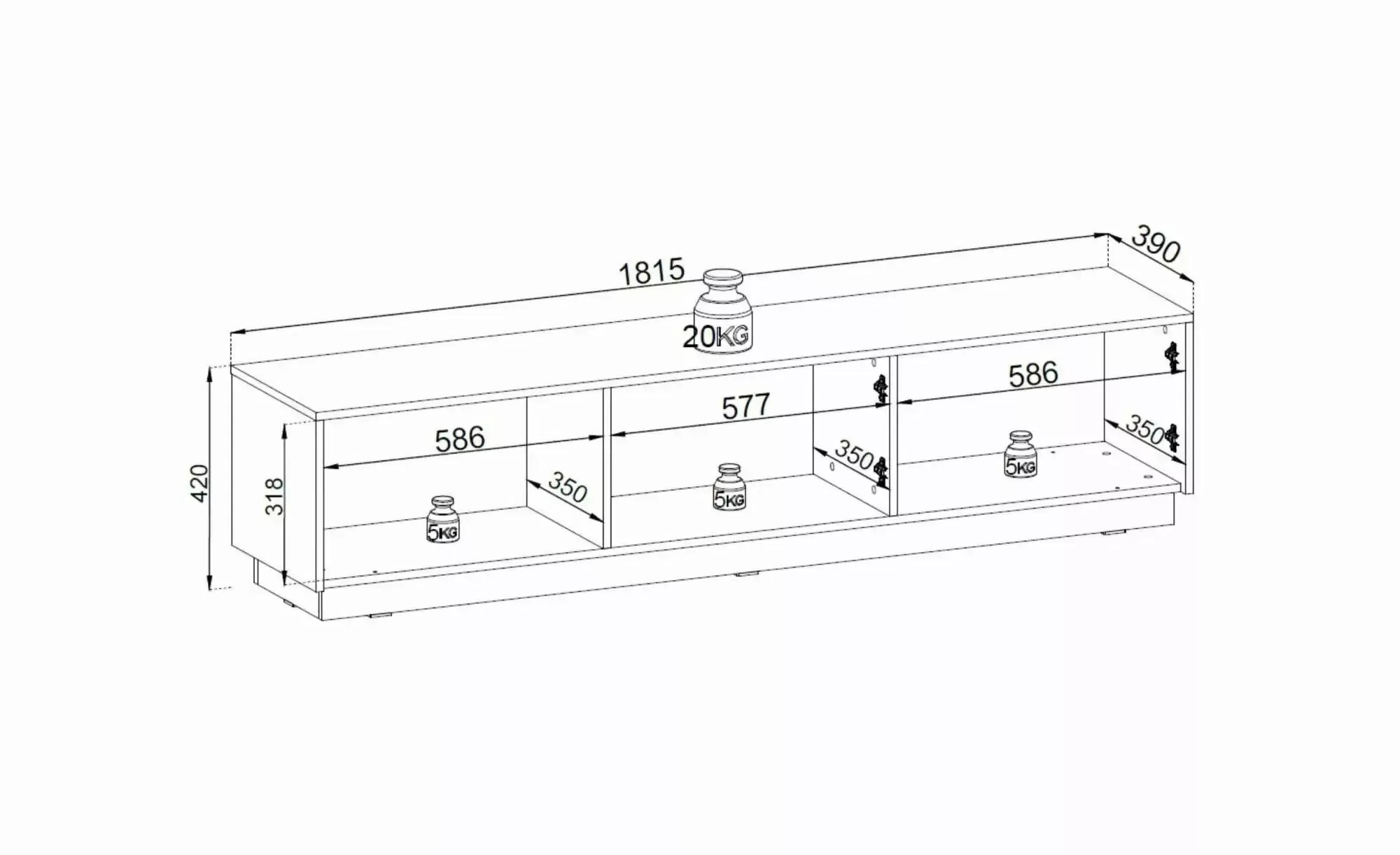 Lowboard  Roy ¦ schwarz ¦ Maße (cm): B: 181,5 H: 42 Kommoden & Sideboards > günstig online kaufen