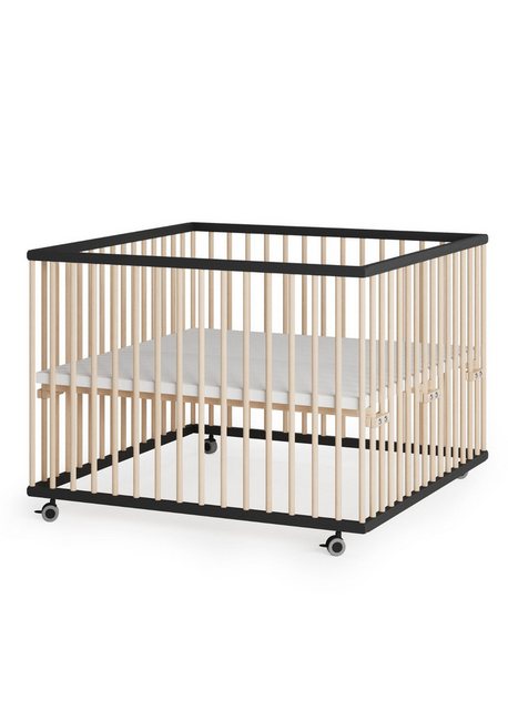 Sämann Babybett Laufgitter 100x100 cm schwarz/natur Premium Kollektion Lauf günstig online kaufen