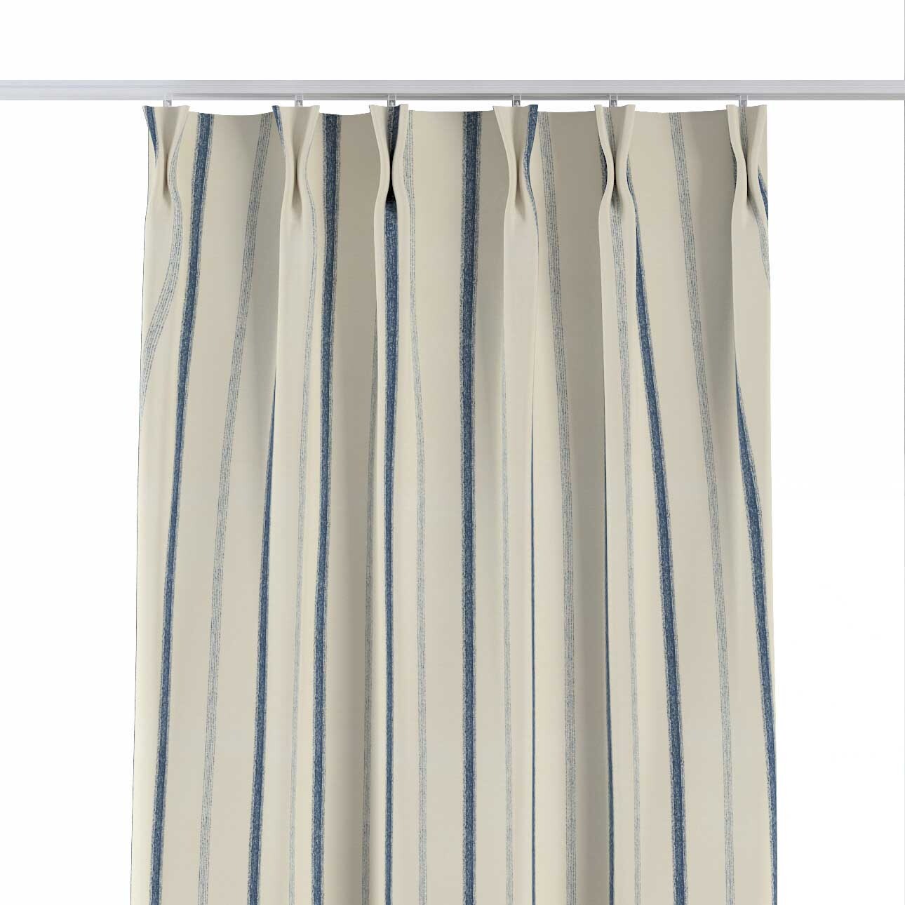 Vorhang mit flämischen 2-er Falten, creme- blau gestreift, Avinon (129-66) günstig online kaufen