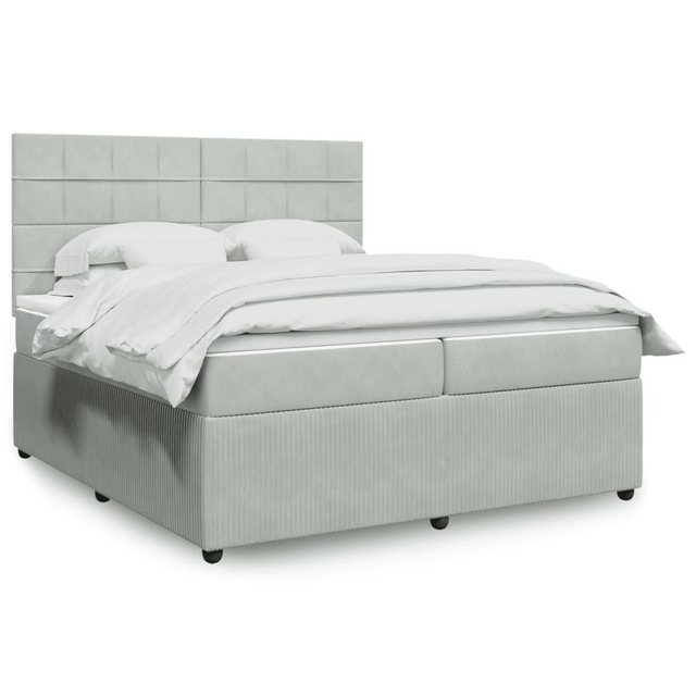 vidaXL Boxspringbett, Boxspringbett mit Matratze Hellgrau 200x200 cm Samt günstig online kaufen